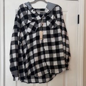 Black and White Checkered Women's Hoodie